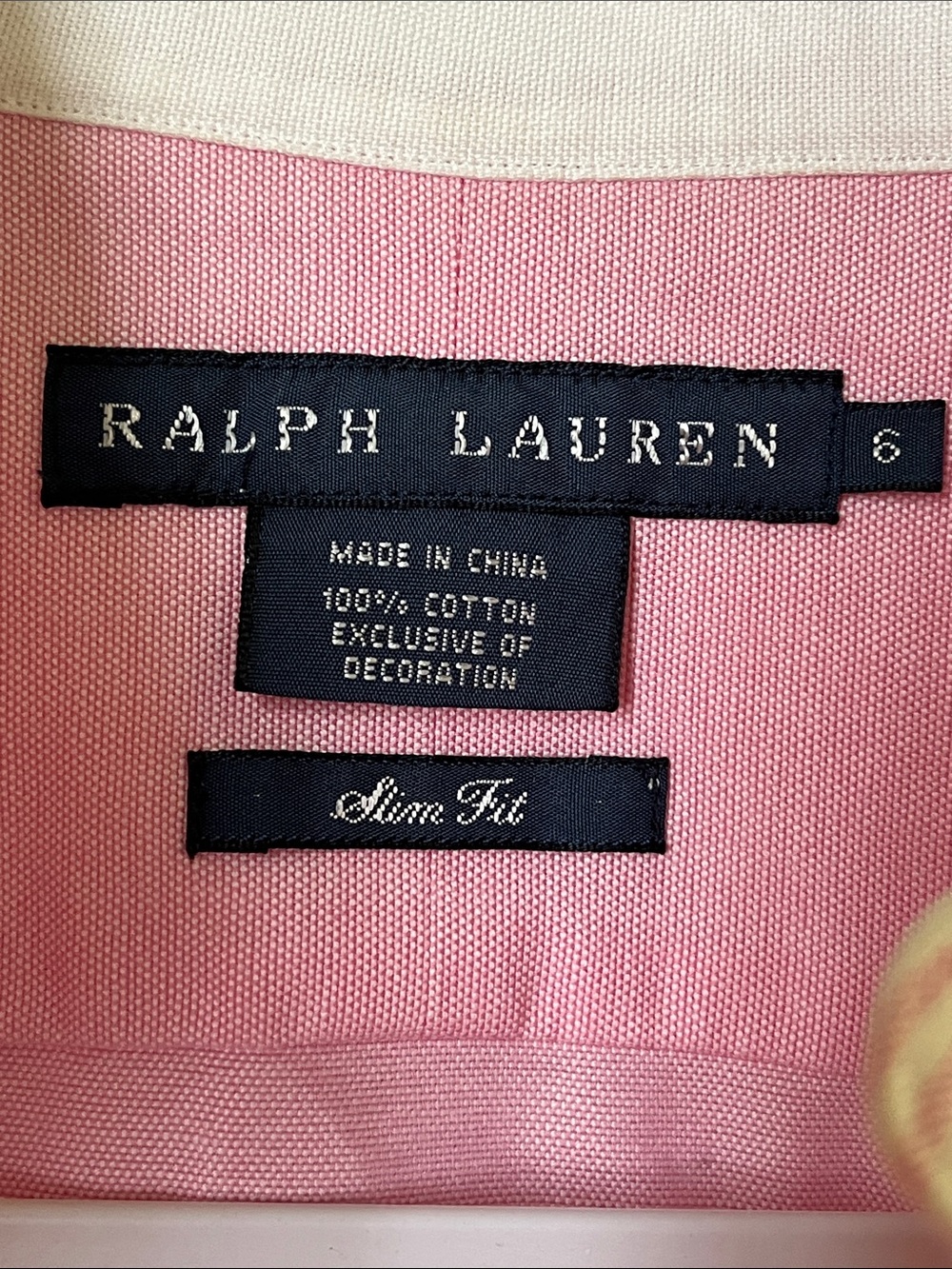 Ralph Lauren Pink Button-Down Shirt  White Collar Cotton Embroidered Size 6 - Picture 2 of 9